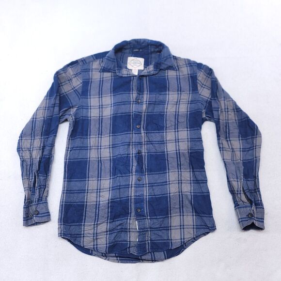 St Johns Bay Tartan Flannel Casual Button Up Shirt Mens Size S Blue Gray - Picture 2 of 10